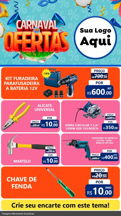 Modelo de TV para TV Vertical com o tema Carnaval de Ofertas para Maquinas e Ferramentas