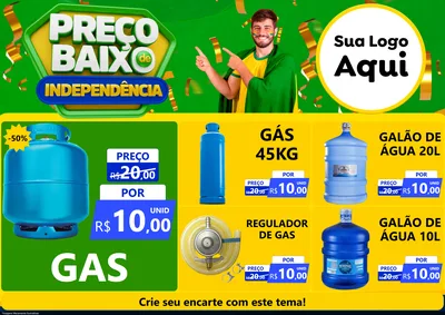 Modelo de Encarte para Encarte A4 Horizontal com o tema Preço Baixo de Independência para Água e gás