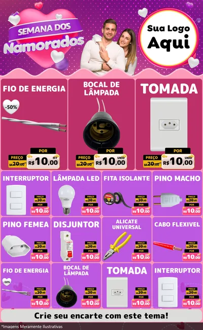 Modelo de Encarte para Encarte Grande com o tema Semana dos Namorados para Materiais Elétricos