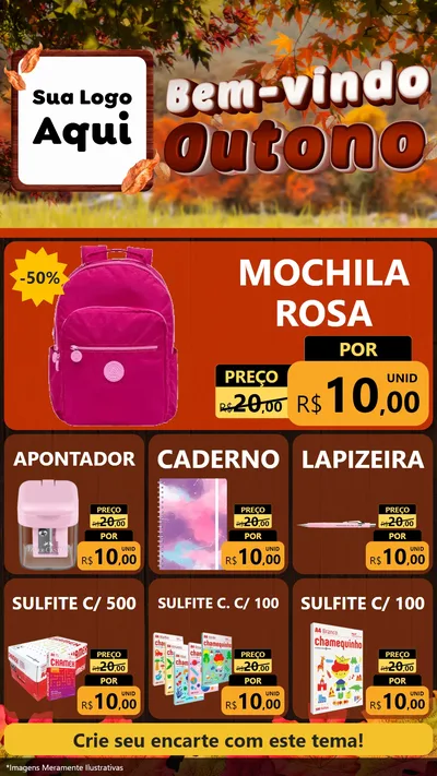 Modelo de Rede Social para Stories com o tema Bem-vindo Outono para Papelaria