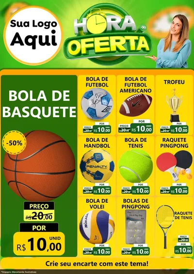 Modelo de Encarte para Encarte A4 Vertical com o tema Hora da Oferta para Artigos Esportivos
