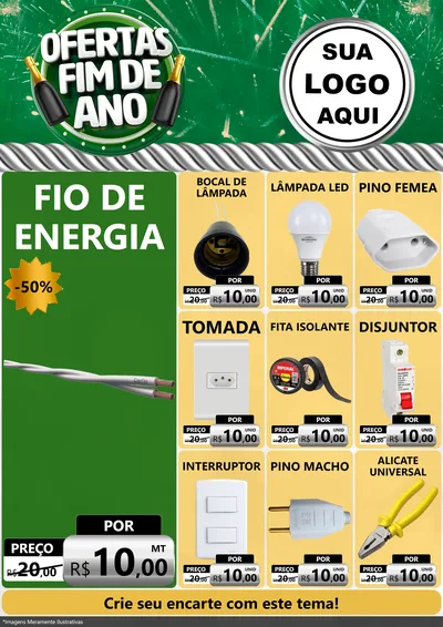 Modelo de Encarte para Encarte A4 Vertical com o tema Ofertas Fim de Ano para Materiais Elétricos