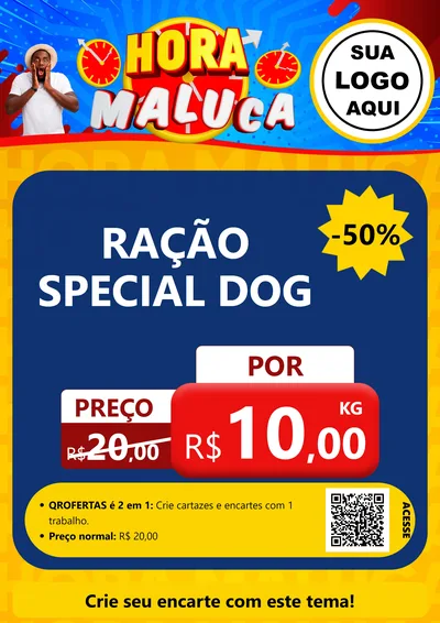 Modelo de Cartaz para Cartaz A4 Vertical com o tema Hora Maluca para Pet Shop