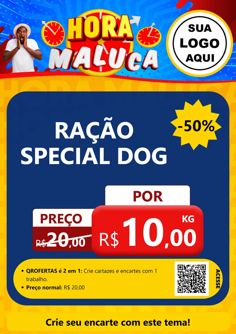 Modelo de Cartaz para Cartaz A4 Vertical com o tema Hora Maluca para Pet Shop