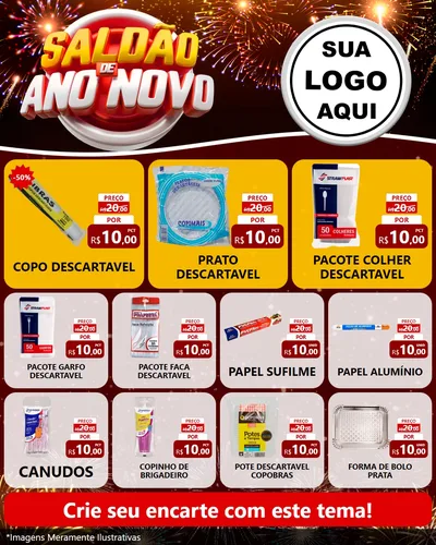 Modelo de Rede Social para Feed Instagram com o tema Saldão de Ano Novo para Embalagens