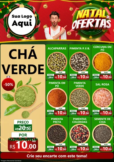Modelo de Encarte para Encarte A4 Vertical com o tema Natal de Ofertas para Produtos Naturais