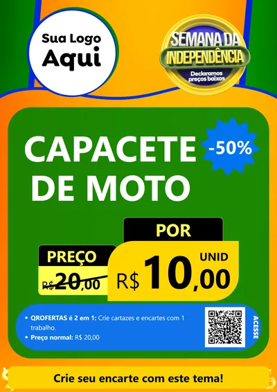 Modelo de Cartaz para Cartaz A4 Vertical com o tema Semana da Independência Declaramos Preços Baixos para Moto peças
