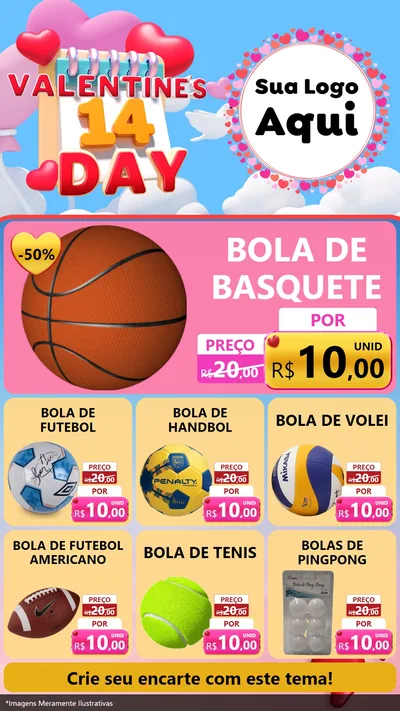 Modelo de Rede Social para Stories com o tema Valentine's Day para Artigos Esportivos