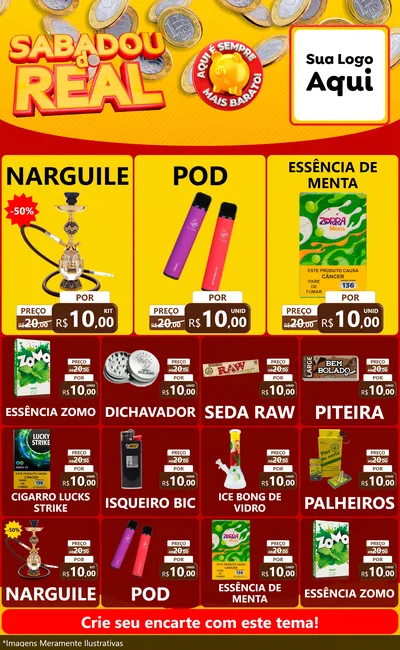 Modelo de Encarte para Encarte Grande com o tema Sabadou do Real para Tabacaria