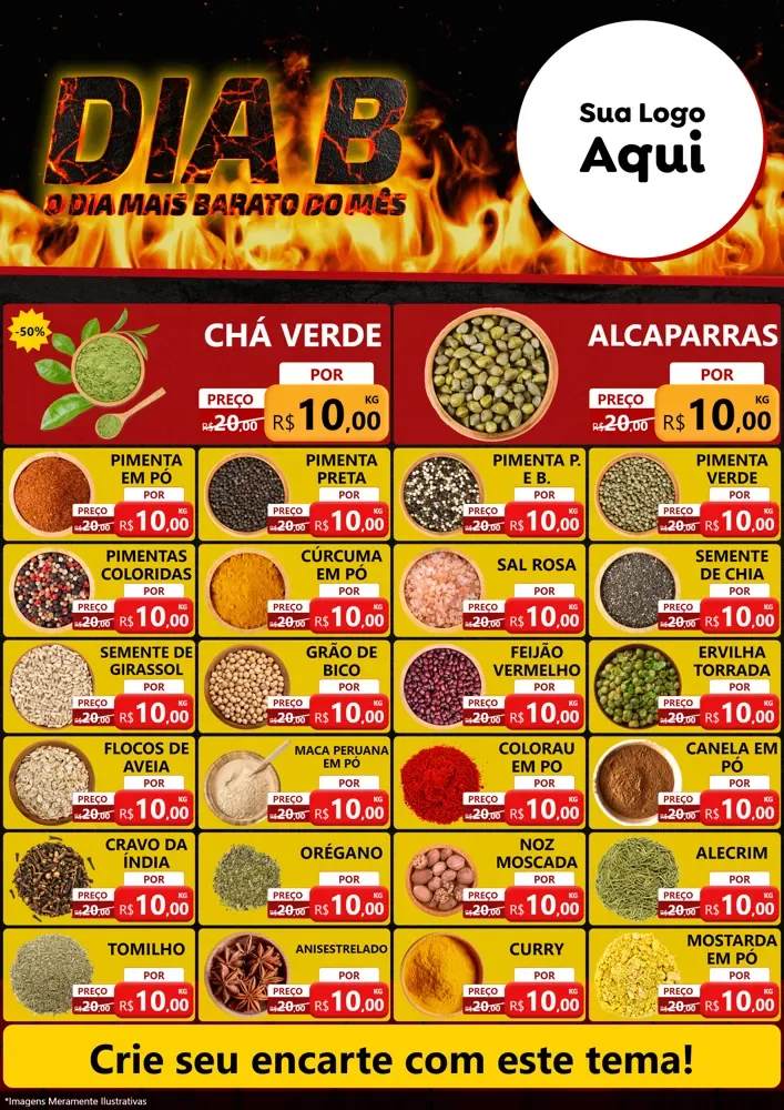 Modelo de Encarte para Encarte A4 Vertical com o tema Dia B para Produtos Naturais