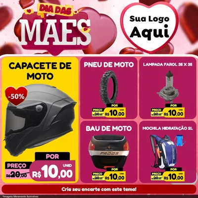 Modelo de Rede Social para Feed Facebook com o tema Dia Das Mães para Moto peças