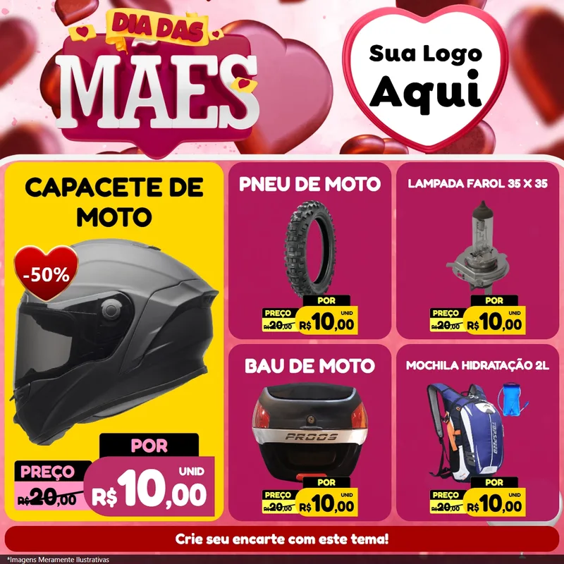 Modelo de Rede Social para Feed Facebook com o tema Dia Das Mães para Moto peças