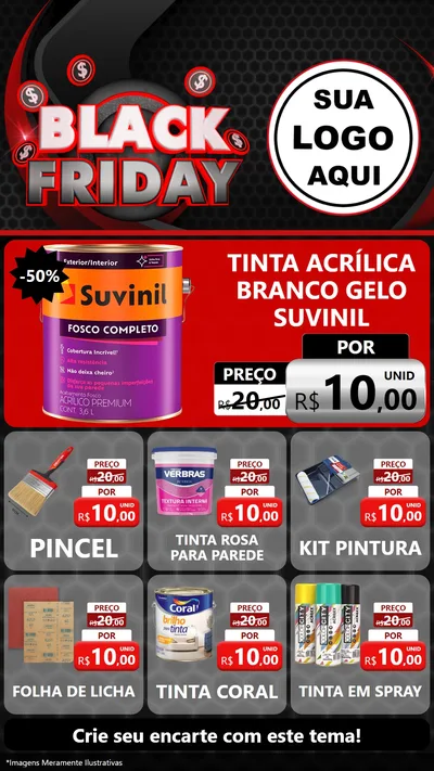 Modelo de Rede Social para Stories com o tema Black Friday para Tintas e Ferramentas