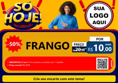 Modelo de Cartaz para Cartaz A4 Horizontal com o tema Só Hoje! para Assados