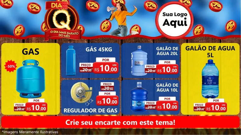Modelo de TV para TV Horizontal com o tema Dia Q - O Dia Mais Barato Do Mês para Água e gás
