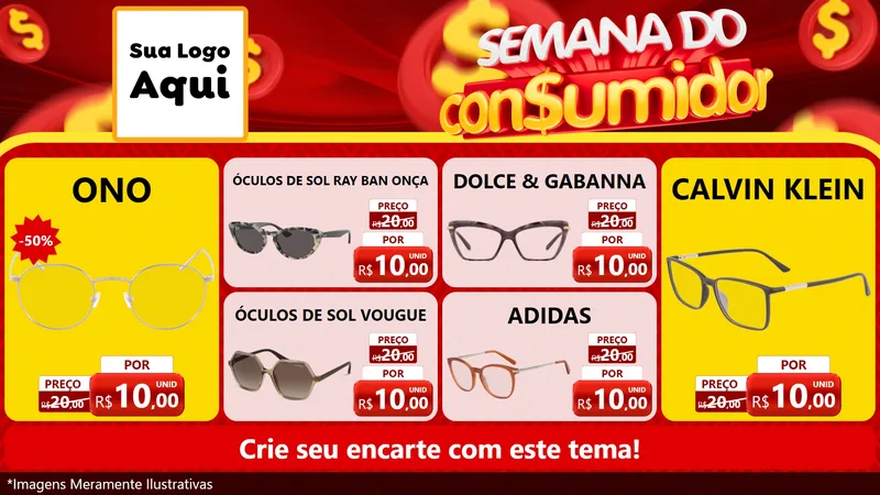Modelo de TV para TV Horizontal com o tema Semana do Consumidor para Óticas