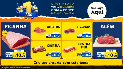 Modelo de TV para TV Horizontal com o tema Um Ano de Aniversário para Açougue