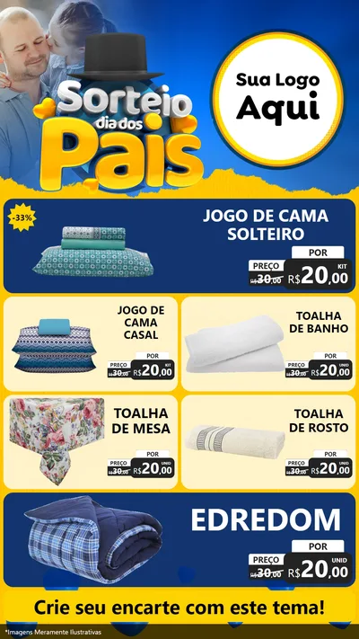 Modelo de TV para TV Vertical com o tema Sorteio Dia Dos Pais para Cama, Mesa e Banho