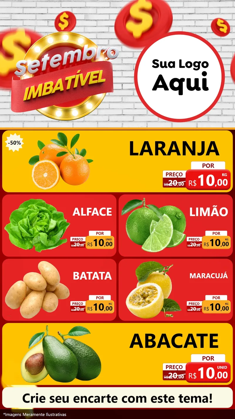 Modelo de TV para TV Vertical com o tema Setembro Imbatível para Hortifrúti