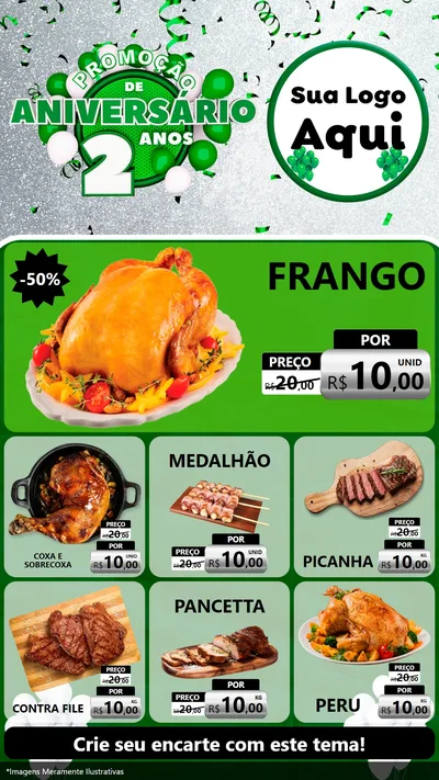 Modelo de Rede Social para Stories com o tema Promoção de Aniversário - 2 Anos para Assados
