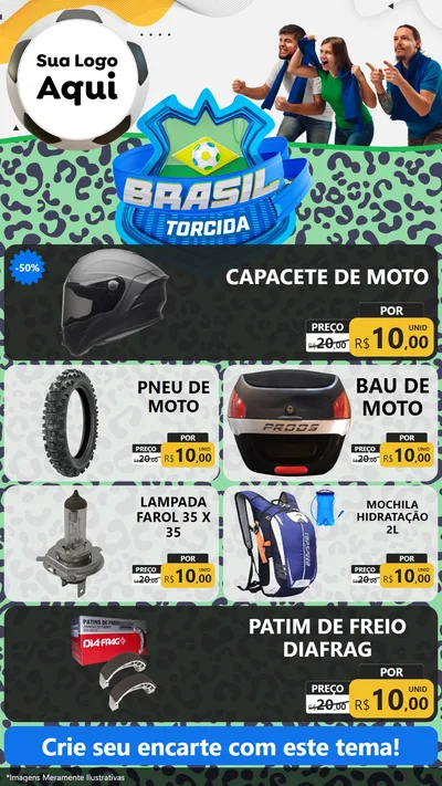 Modelo de TV para TV Vertical com o tema Brasil Torcida - Copa para Moto peças