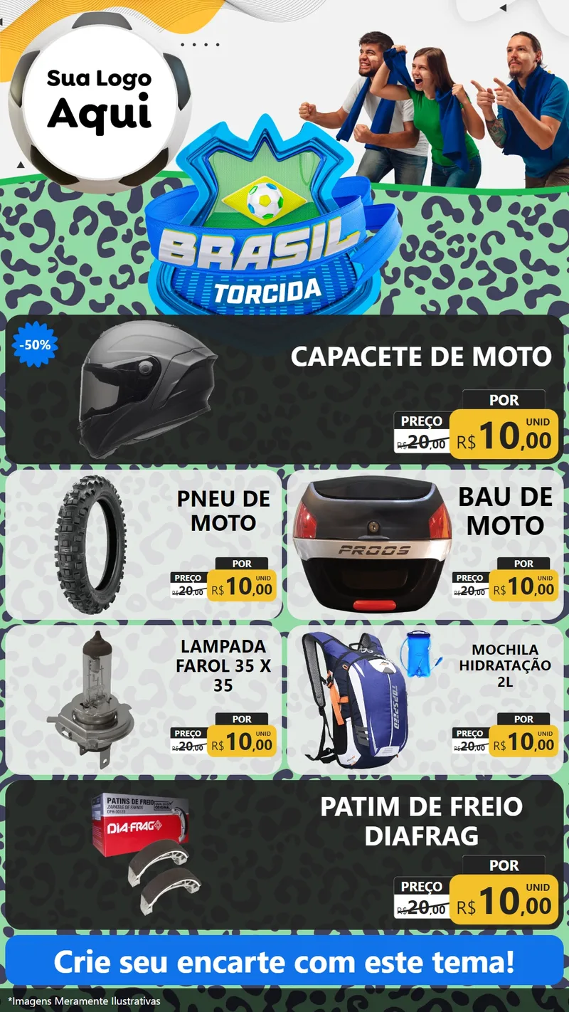 Modelo de TV para TV Vertical com o tema Brasil Torcida - Copa para Moto peças