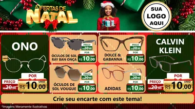 Modelo de TV para TV Horizontal com o tema Ofertas de Natal para Óticas