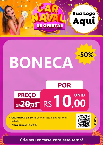 Modelo de Cartaz para Cartaz A4 Vertical com o tema Carnaval de Ofertas para Brinquedos