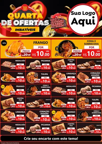 Modelo de Encarte para Encarte A4 Vertical com o tema Quarta de Ofertas Imbatíveis para Assados