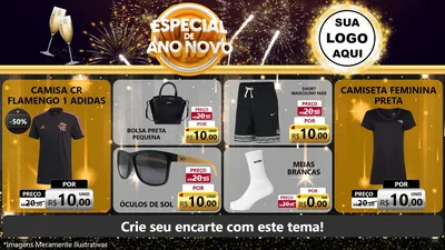 Modelo de TV para TV Horizontal com o tema Especial de Ano Novo para Roupas e acessórios