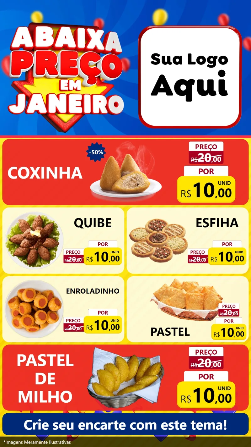 Modelo de TV para TV Vertical com o tema Abaixa Preço em Janeiro para Salgadaria