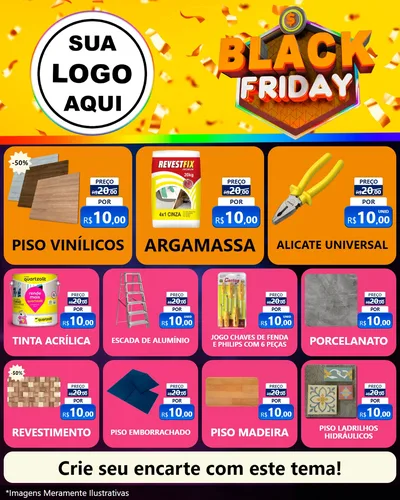 Modelo de Rede Social para Feed Instagram com o tema Black Friday para Material para Construção
