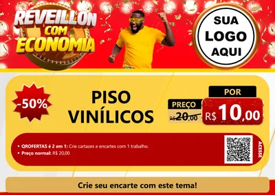 Modelo de Cartaz para Cartaz A4 Horizontal com o tema Réveillon com Economia para Material para Construção