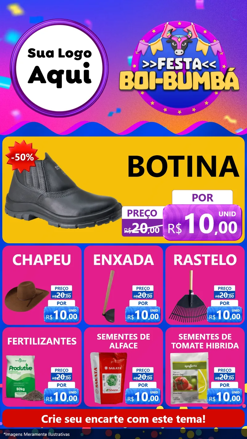 Modelo de Rede Social para Stories com o tema Festa Boi-Bumbá para Agropecuária