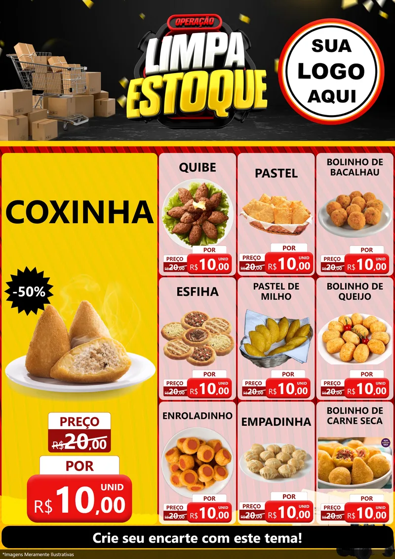 Modelo de Encarte para Encarte A4 Vertical com o tema Operação Limpa Estoque para Salgadaria