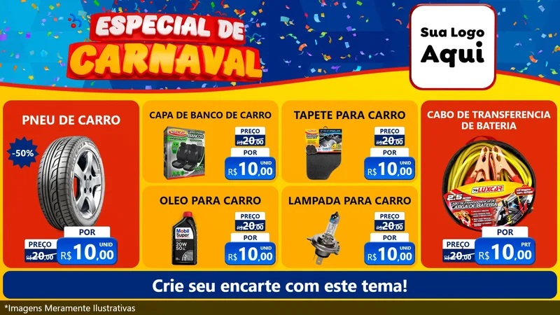Modelo de TV para TV Horizontal com o tema Especial de Carnaval para Auto peças
