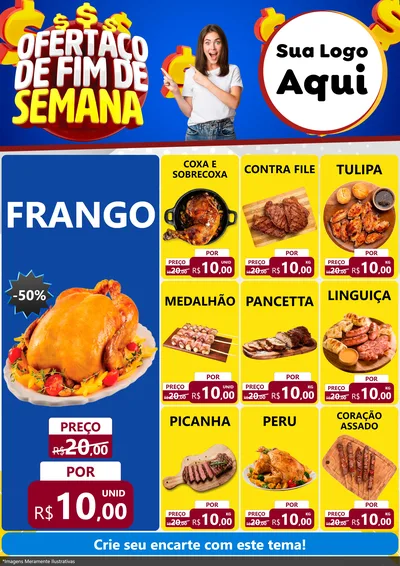 Modelo de Encarte para Encarte A4 Vertical com o tema Ofertaço de Fim de Semana para Assados