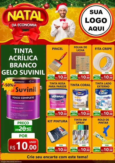 Modelo de Encarte para Encarte A4 Vertical com o tema Natal da Economia para Tintas e Ferramentas