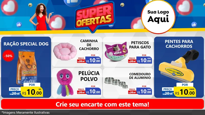 Modelo de TV para TV Horizontal com o tema Super Ofertas para Pet Shop
