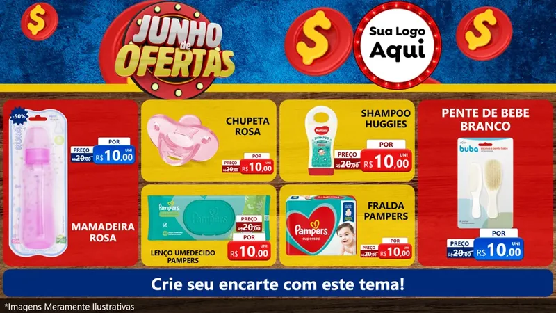 Modelo de TV para TV Horizontal com o tema Junho de Ofertas para Bebês