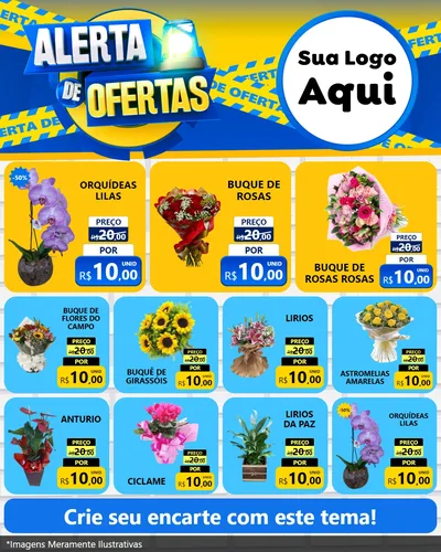 Modelo de Rede Social para Feed Instagram com o tema Alerta de Ofertas para Floricultura e jardim