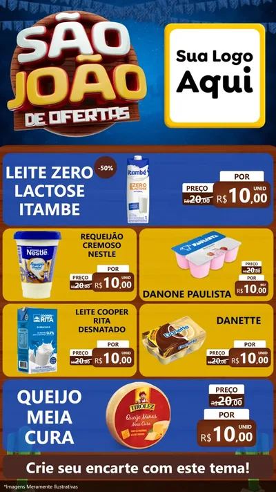 Modelo de TV para TV Vertical com o tema São João Ofertas Imbatíveis! - Junina para Frios e Laticínios