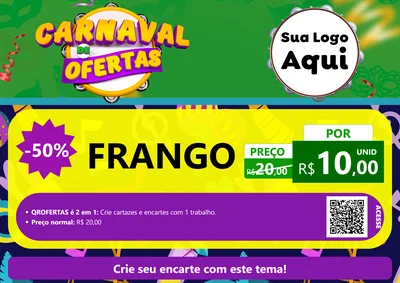 Modelo de Cartaz para Cartaz A4 Horizontal com o tema Carnaval de Ofertas para Assados