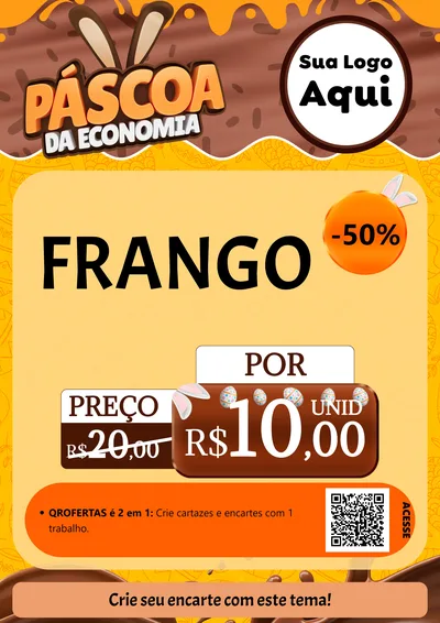 Modelo de Cartaz para Cartaz A4 Vertical com o tema Páscoa da Economia para Assados