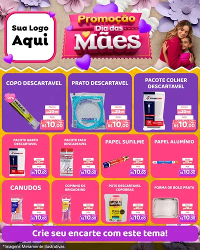 Modelo de Rede Social para Feed Instagram com o tema Promoção Dia das Mães para Embalagens