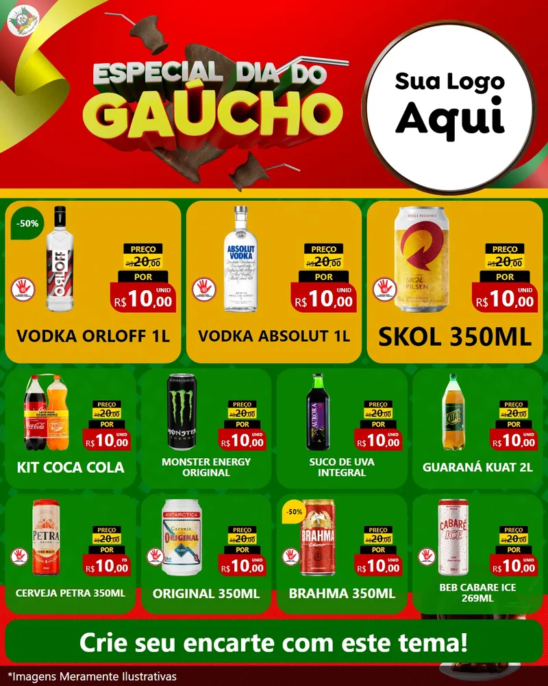 Modelo de Rede Social para Feed Instagram com o tema Especial Dia do Gaúcho para Distribuidora de bebidas
