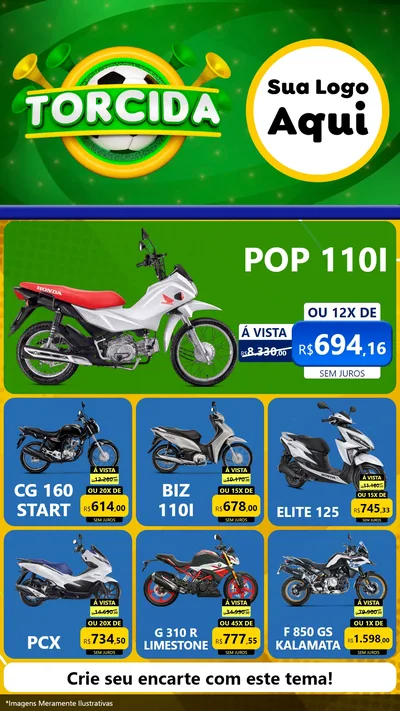 Modelo de Rede Social para Stories com o tema Torcida para Concessionaria de Motos