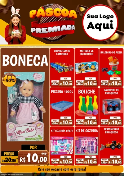 Modelo de Encarte para Encarte A4 Vertical com o tema Páscoa Premiada para Brinquedos
