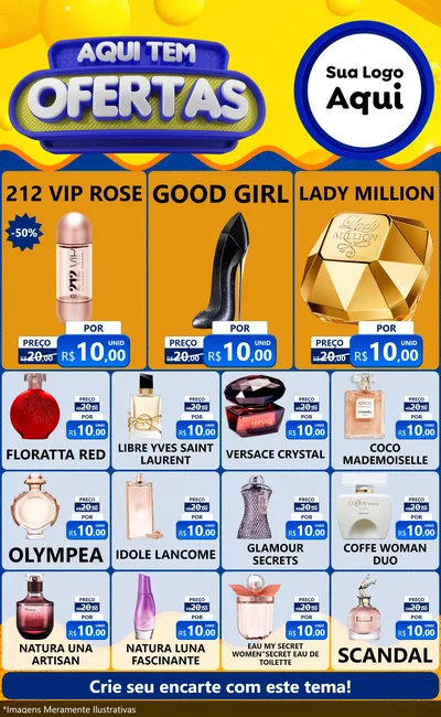 Modelo de Encarte para Encarte Grande com o tema Aqui Tem Ofertas para Perfumes