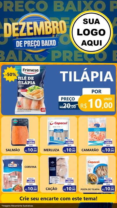 Modelo de Rede Social para Stories com o tema Dezembro de Preço Baixo para Peixaria